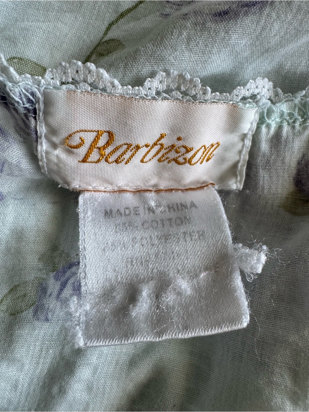 Vintage Barbizon Floral Maxi Nightgown Cotton Poly Blend Lace Trim Cottagecore - Picture 10 of 14